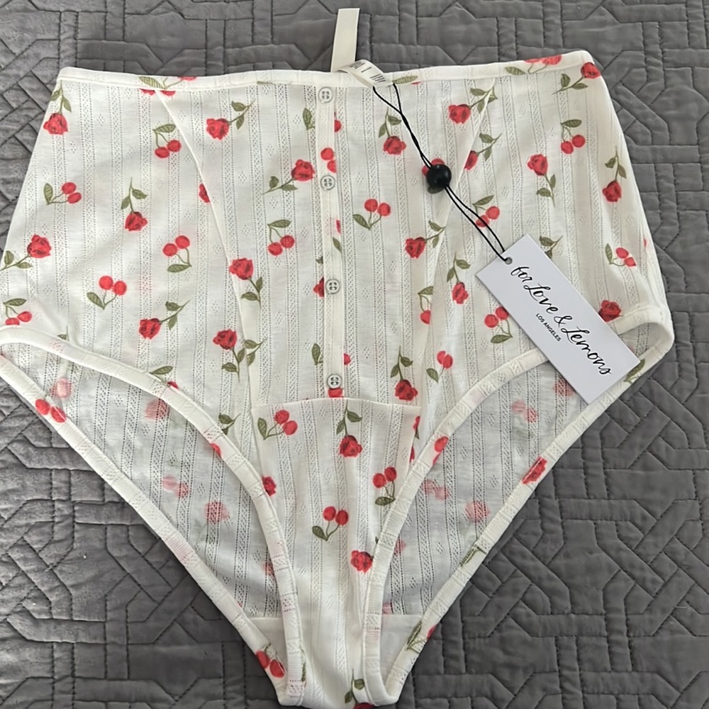 For Love and Lemons Cherry Rose Pointelle Brief